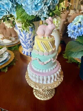 Cupcakes and Cashmere Easter Bunny Tiered Cake on Pedestal